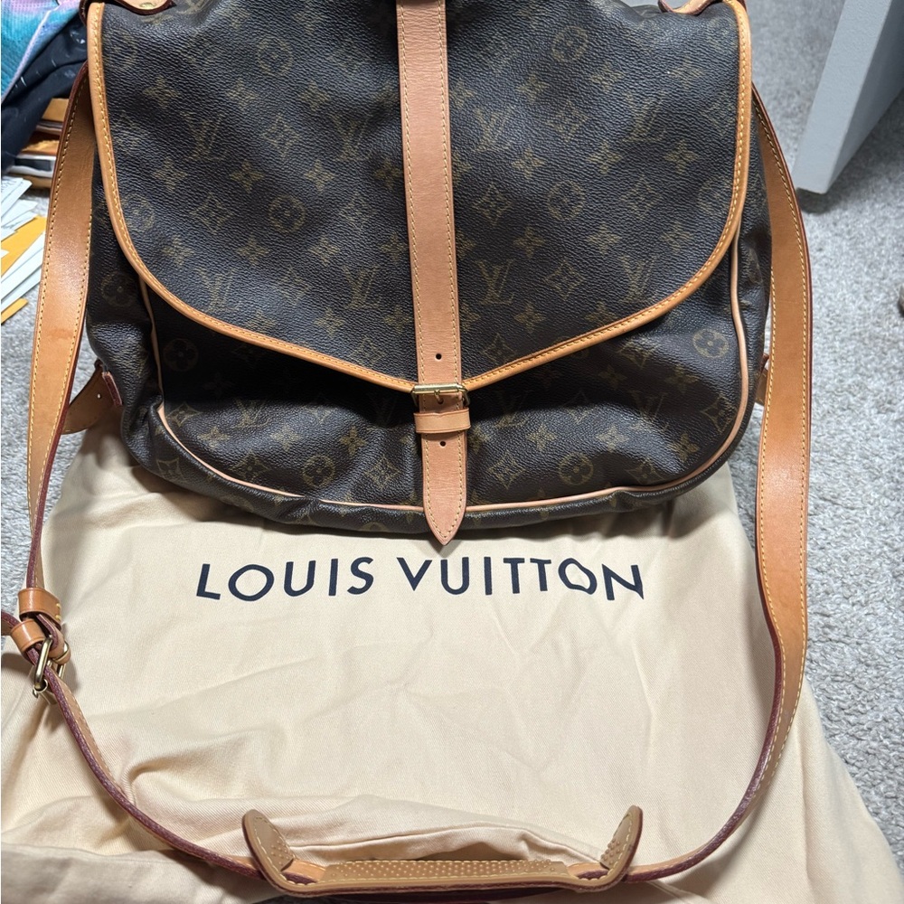 Vintage Louis Vuitton Monogram Saumur Double Saddle Messenger Bag Purse